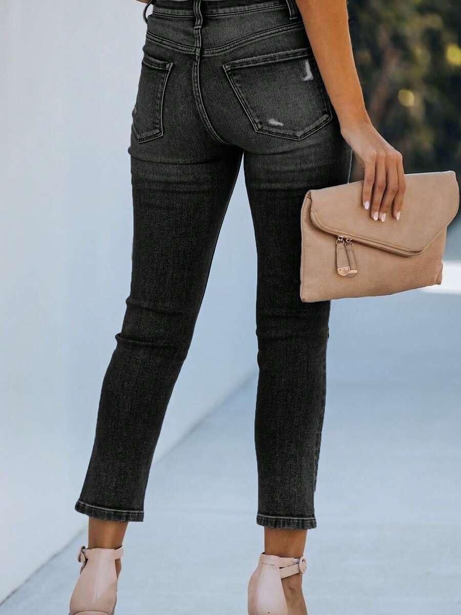 CZARNE SPODNIE JEANS