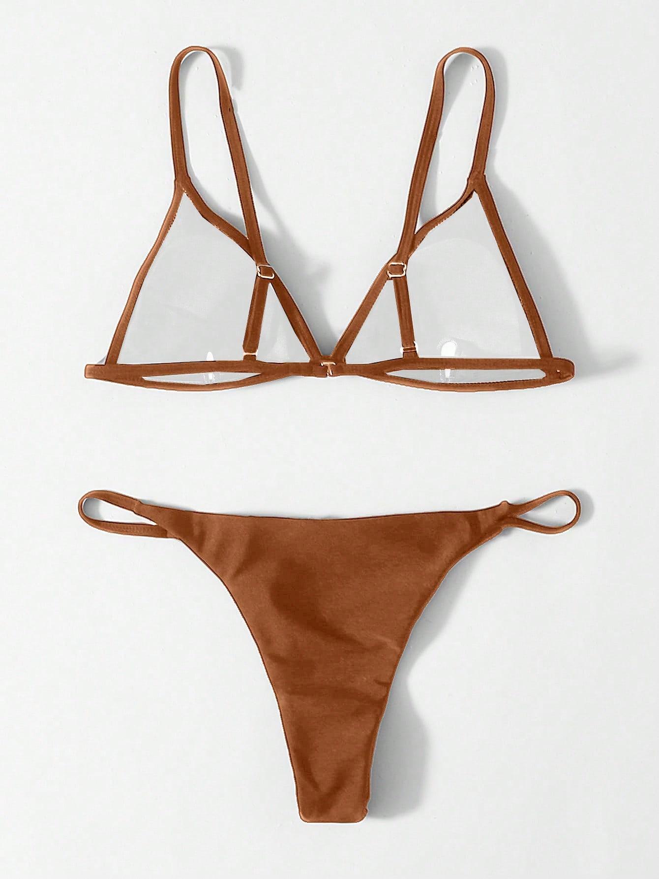 brązowy komplet bikini