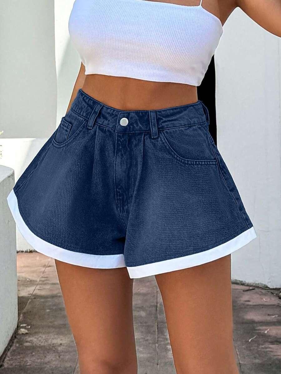krótkie spodenki jeans kontrast
