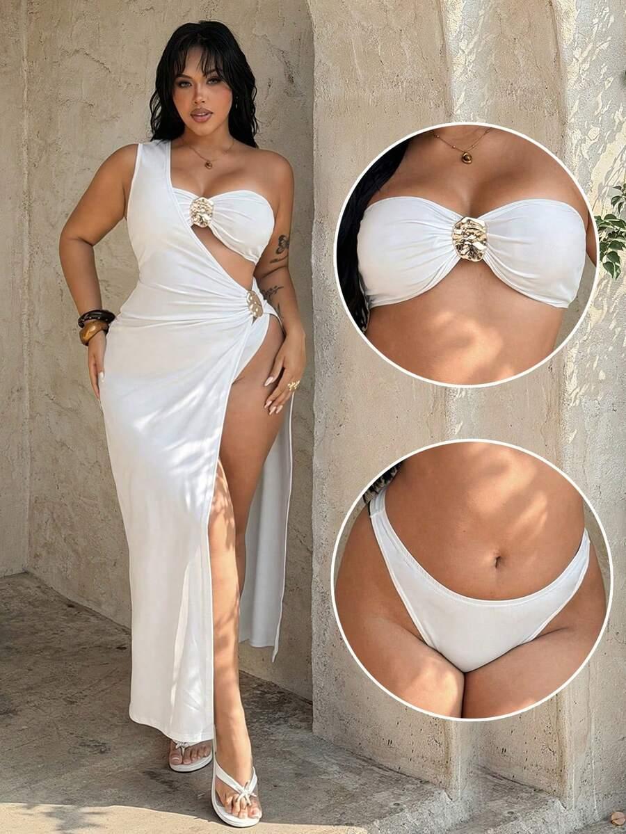 biała góra od bikini sukienka
