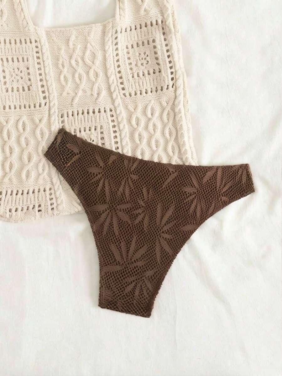 BRĄZOWY DÓŁ OD BIKINI TEKSTURA