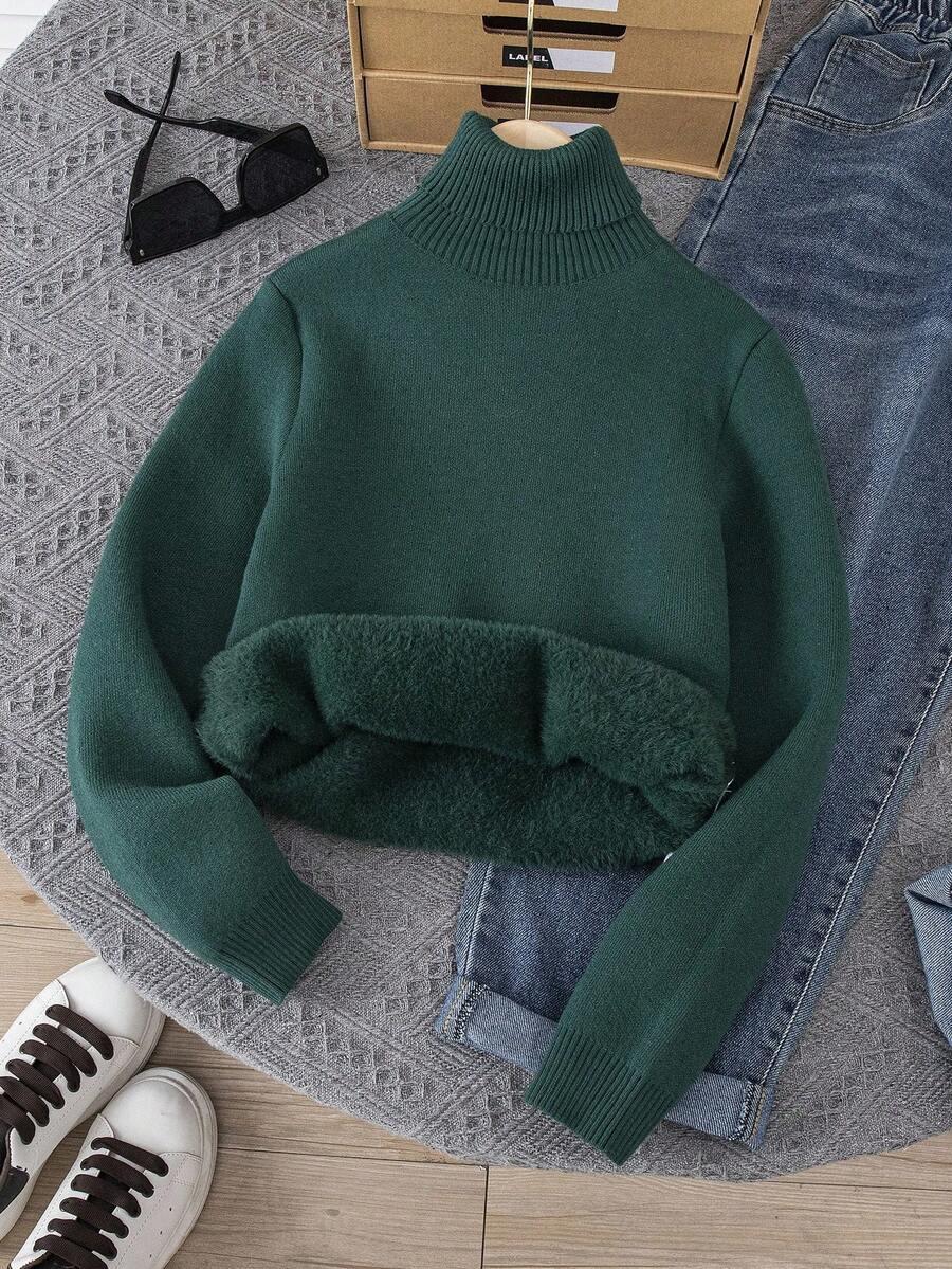zielony ocieplany sweter