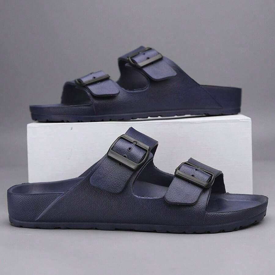 granatowe klapki casual
