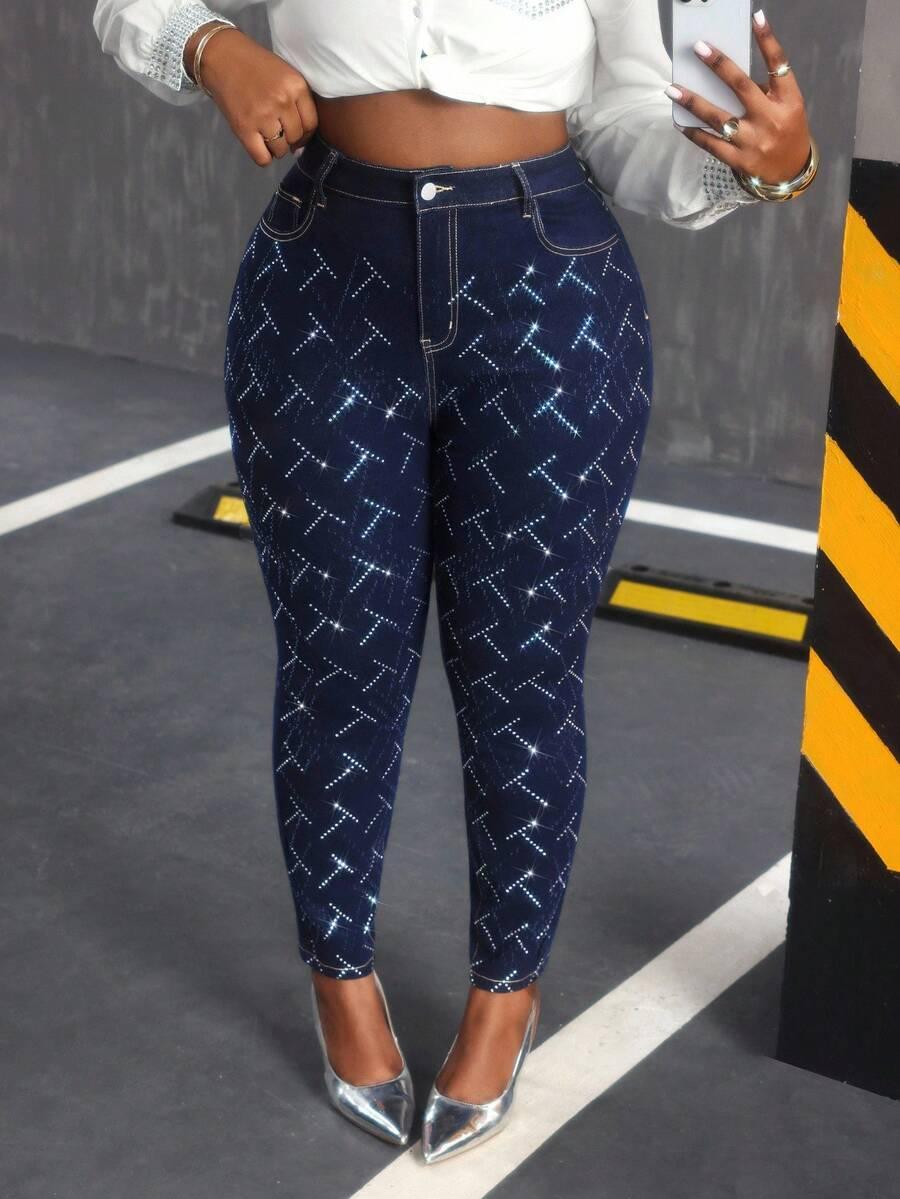 SPODNIE JEANS POŁYSK