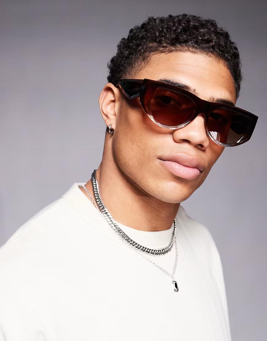 BRĄZOWE OKULARY PRZECIWSŁONECZNE ombre aviator