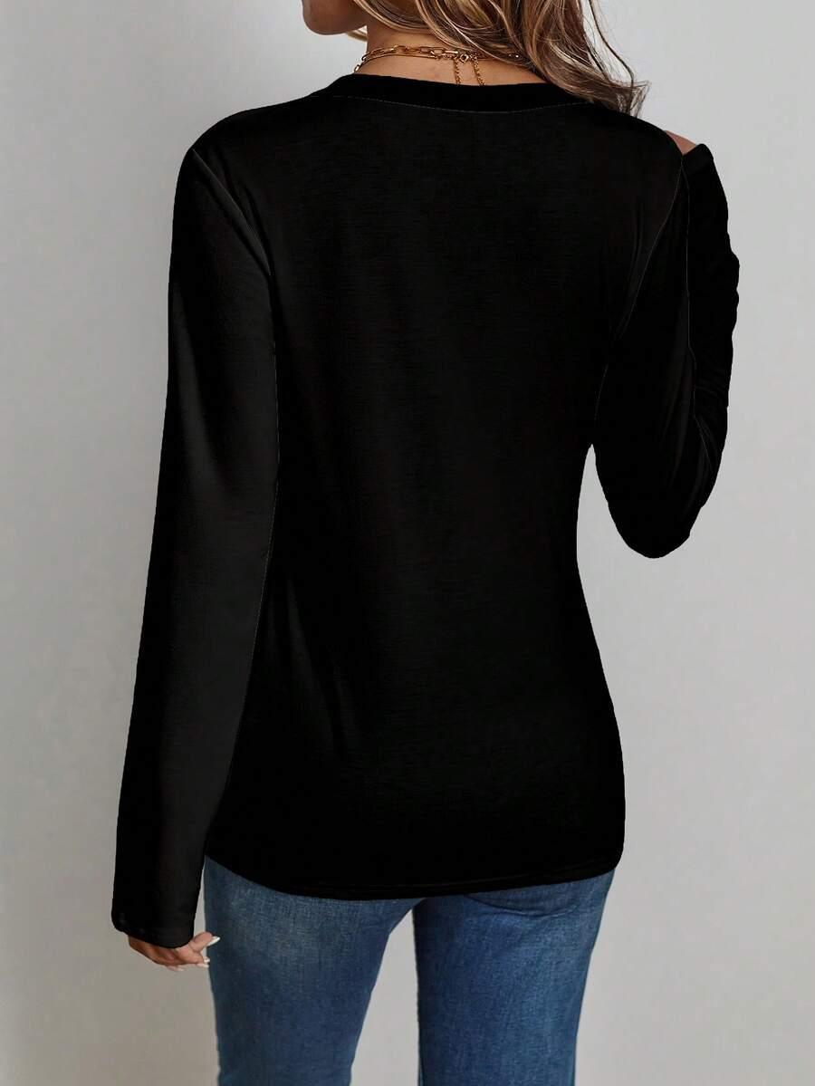 CZARNA BLUZKA V-NECK 