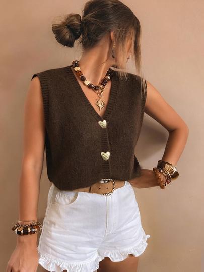 dzianinowy top v-neck 