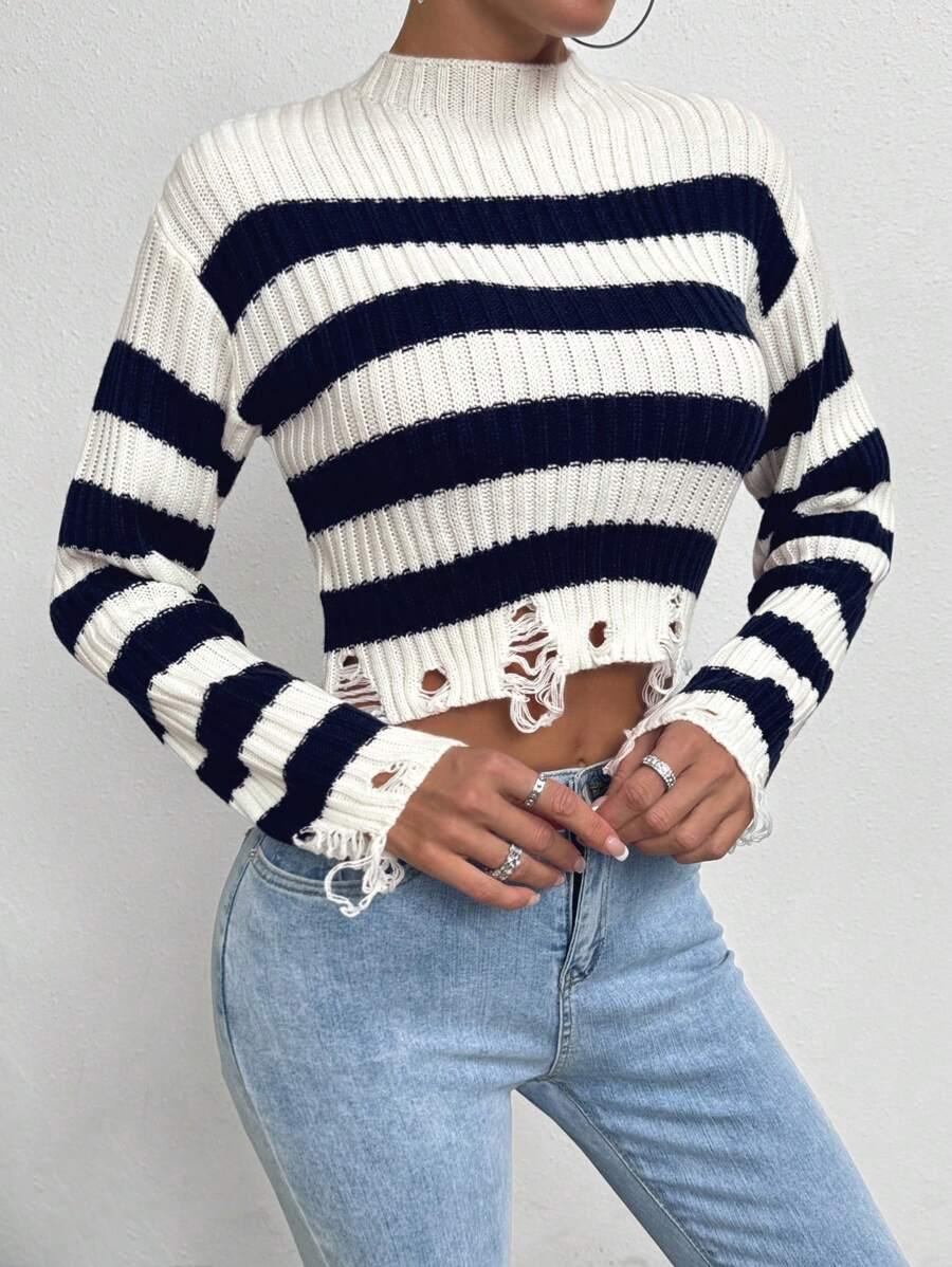 dzianinowy sweter paski