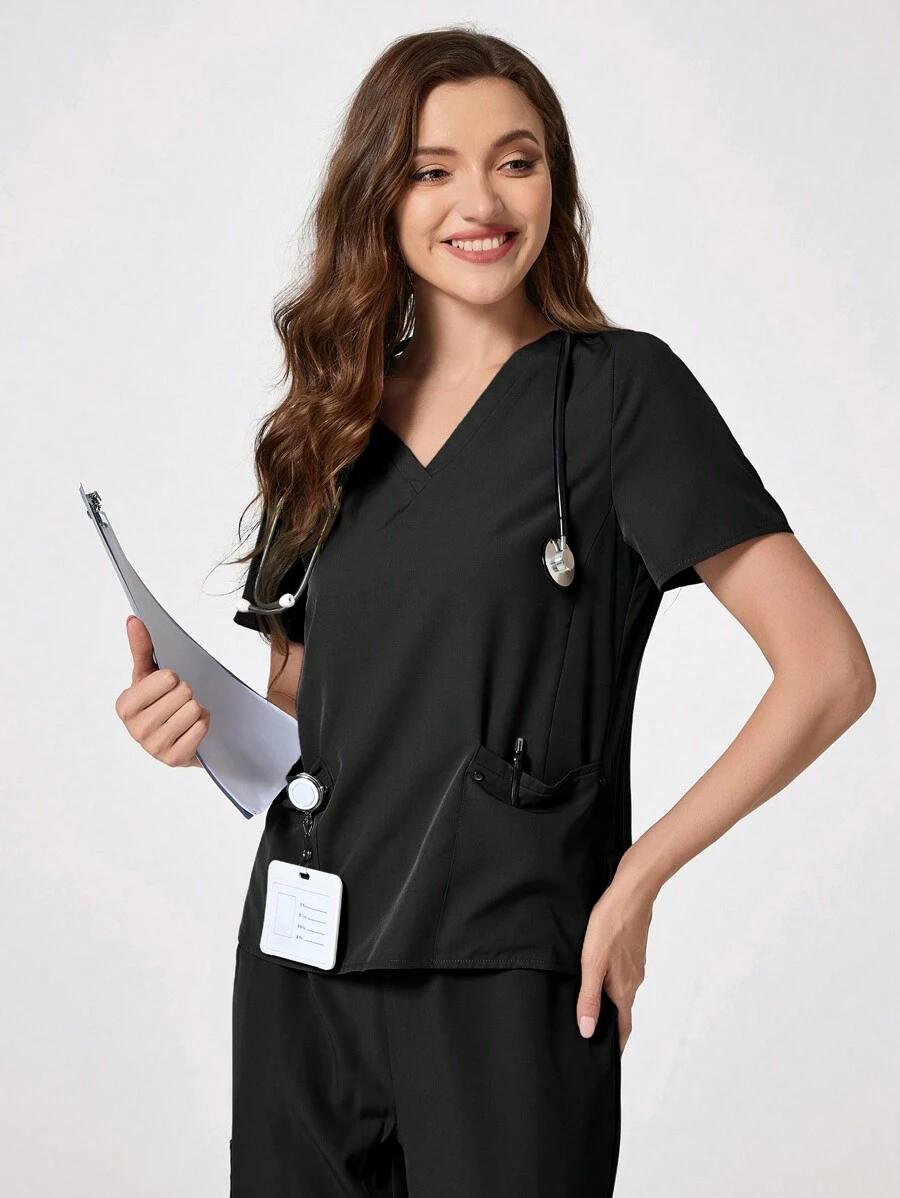 czarna bluzka v-neck