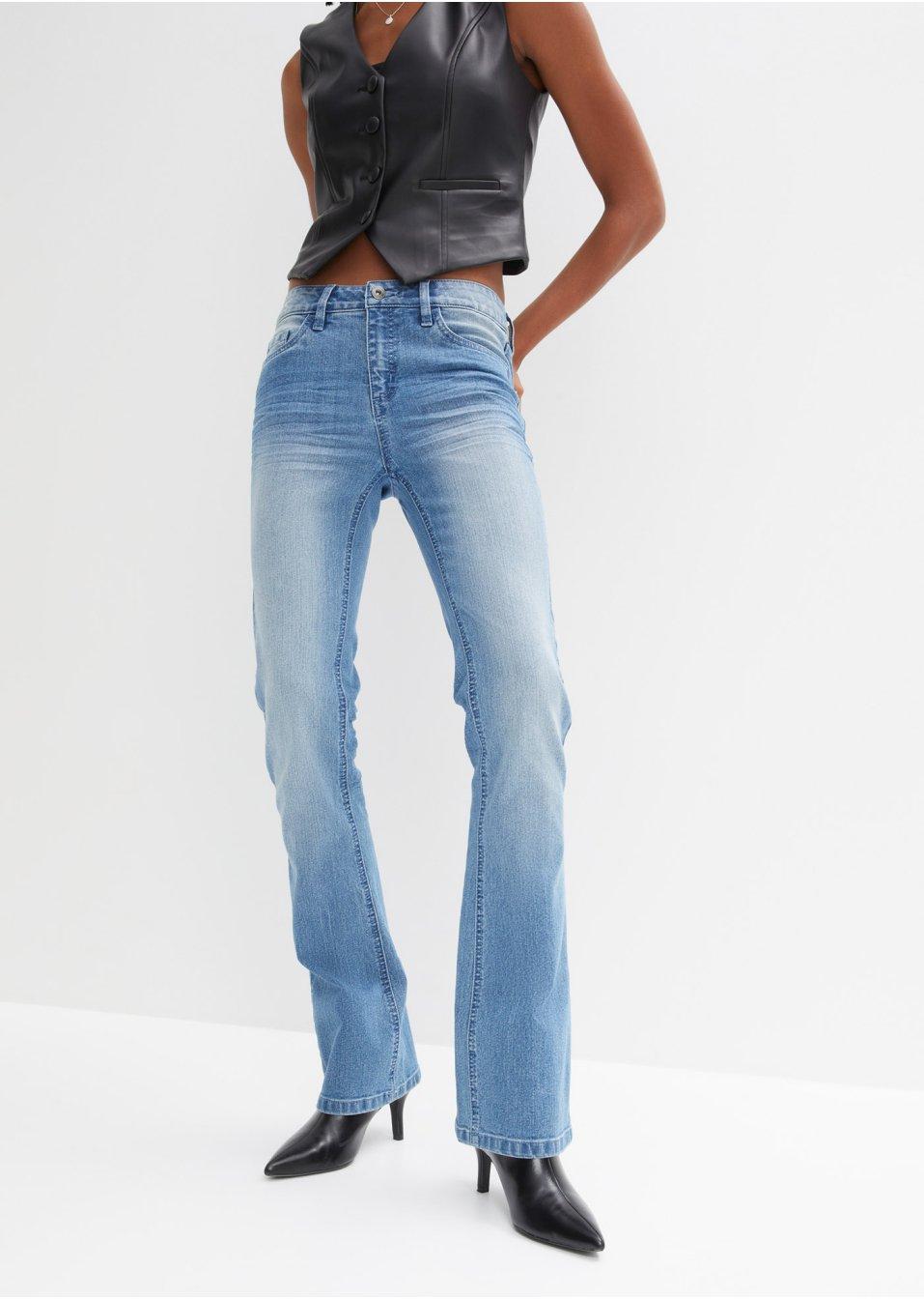 JEANSY DAMSKIE BOOTCUT PLUS SIZE BAWEŁNA ŚREDNI STAN 