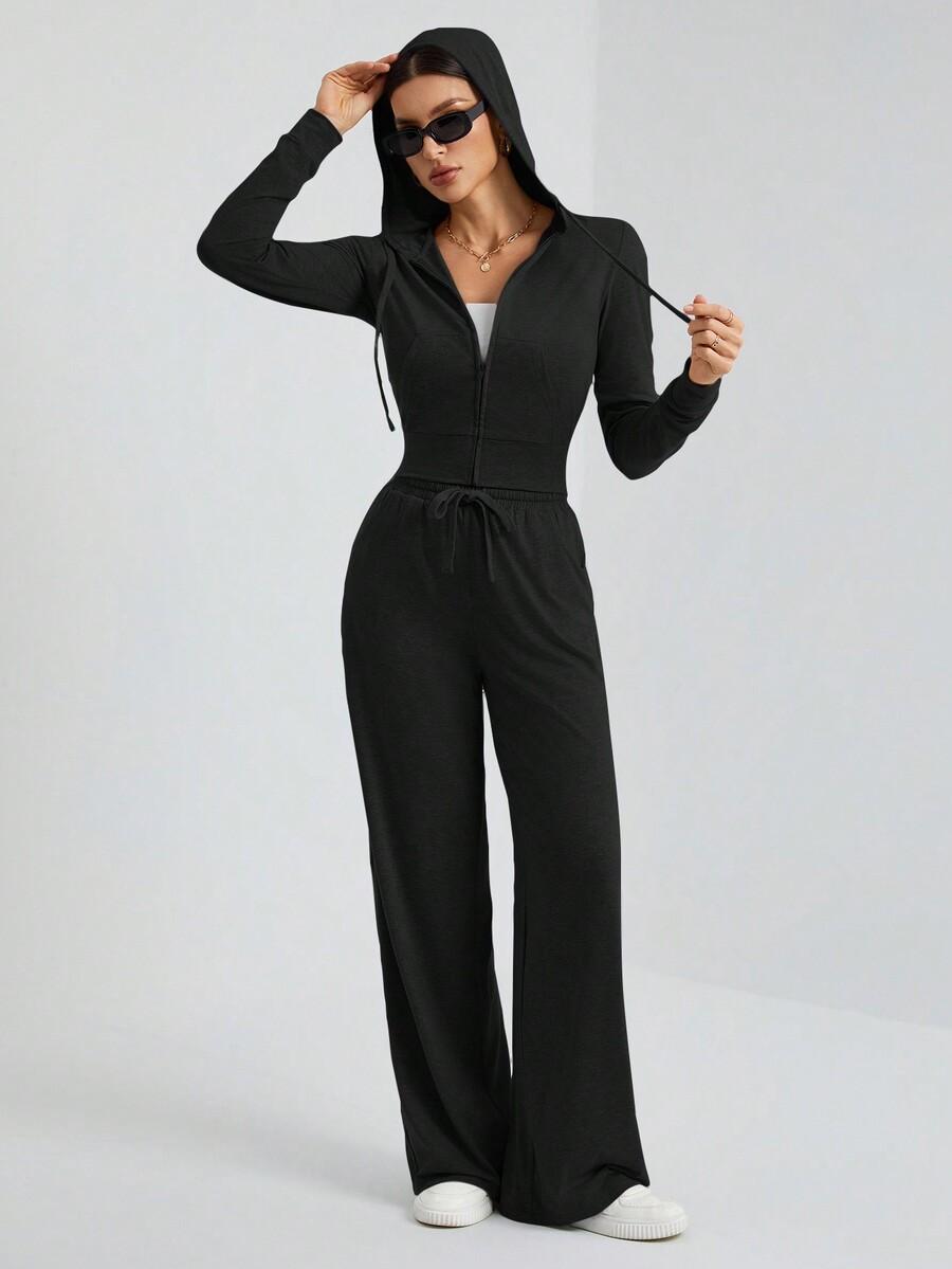 CZARNY KOMPLET BLUZA SPODNIE 