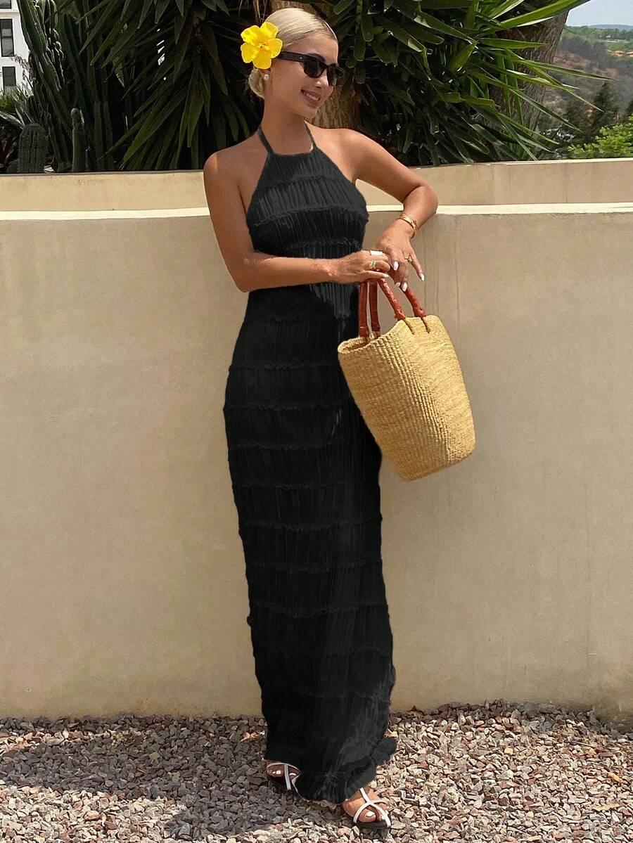 CZARNA MAXI SUKIENKA 