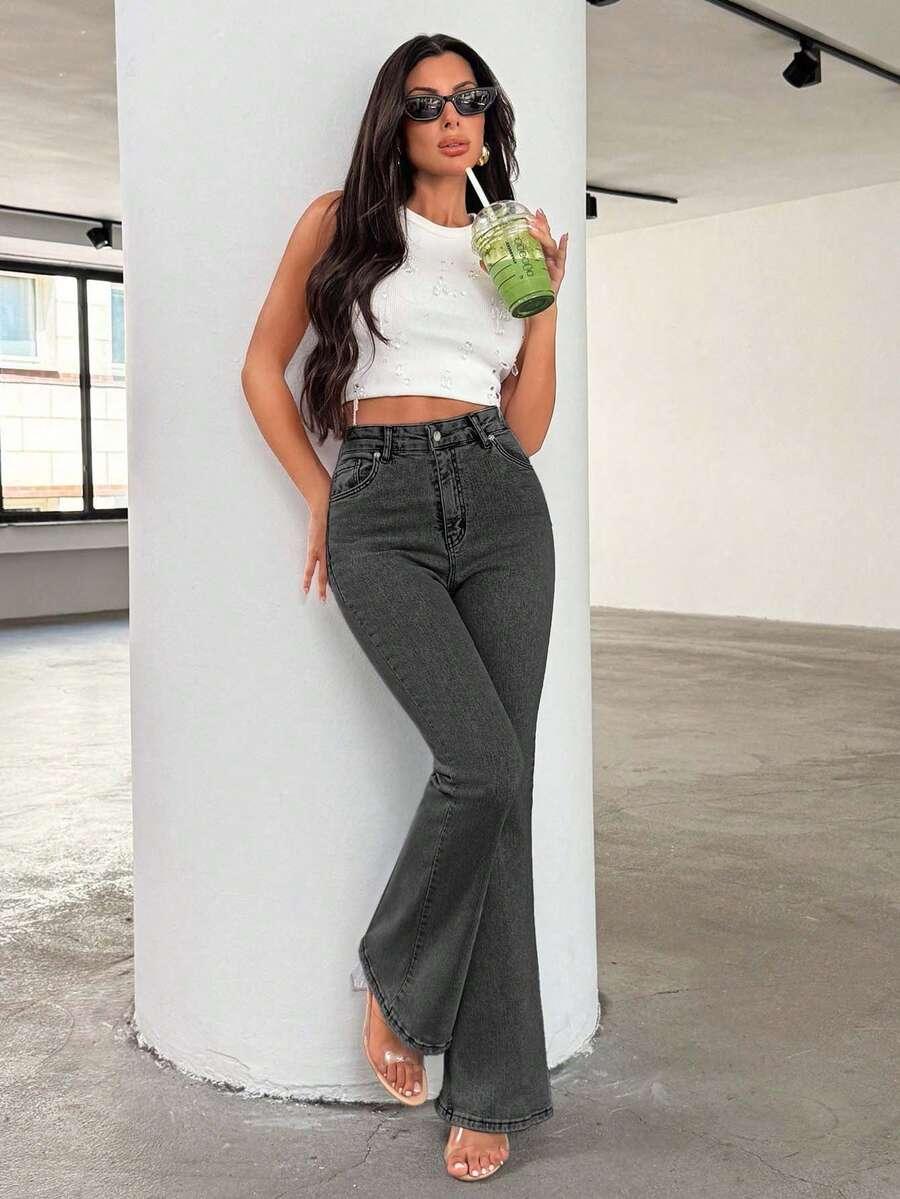 szare spodnie jeans 