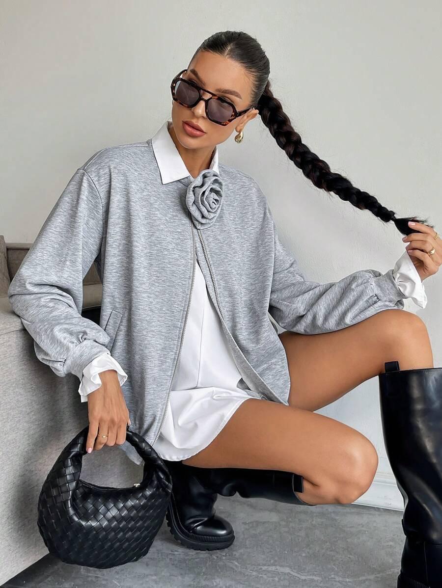 szara bluza bomber