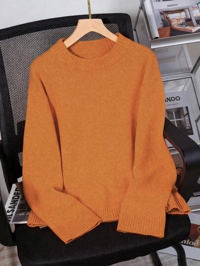 POMARAŃCZOWY SWETER OKRĄGŁY DEKOLT