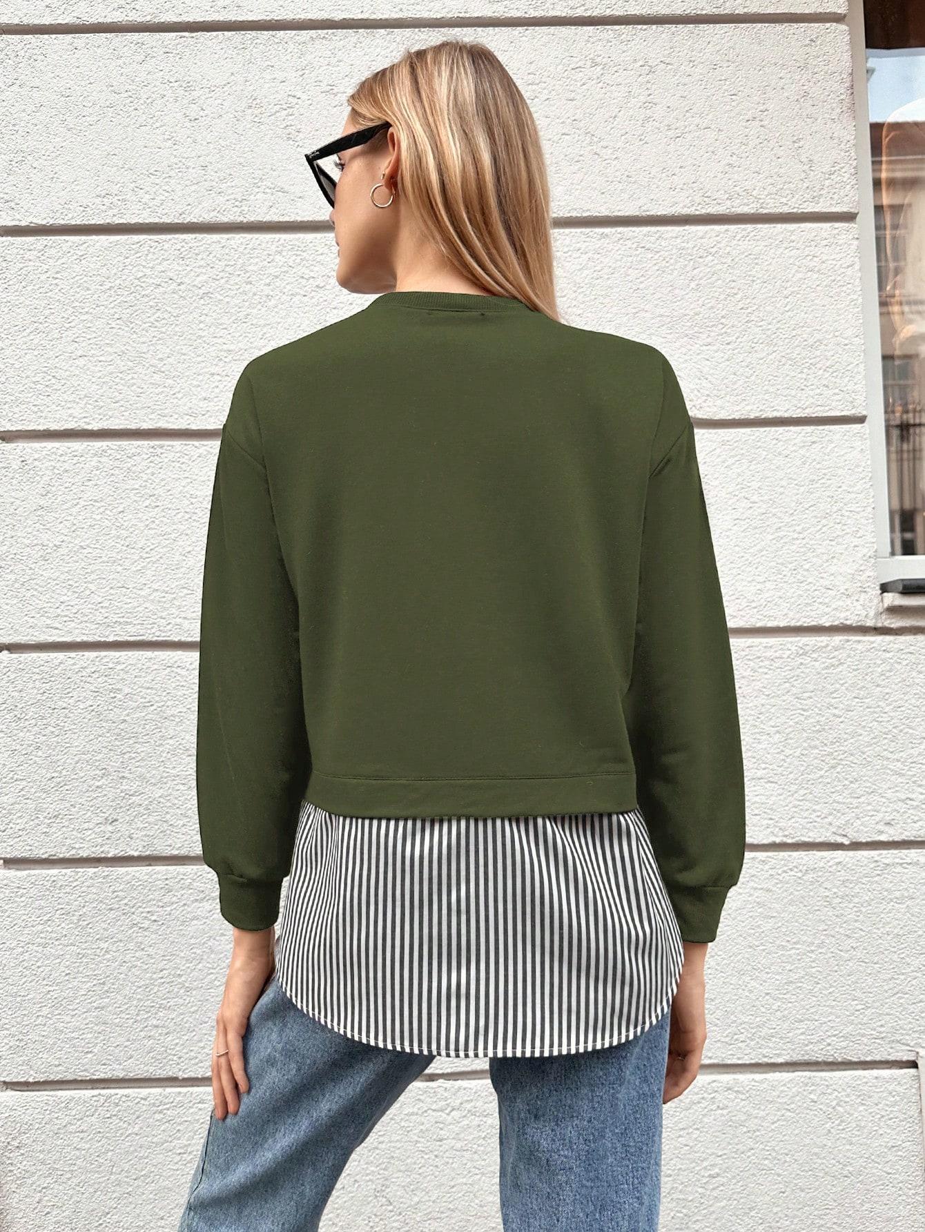 zielona bluza z imitacją koszuli