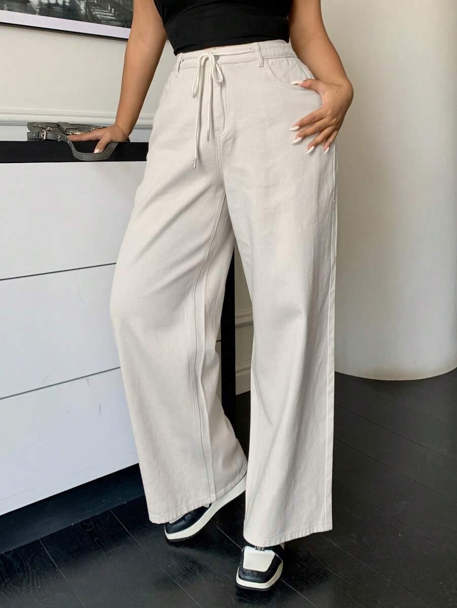 BEŻOWE SPODNIE JEANS