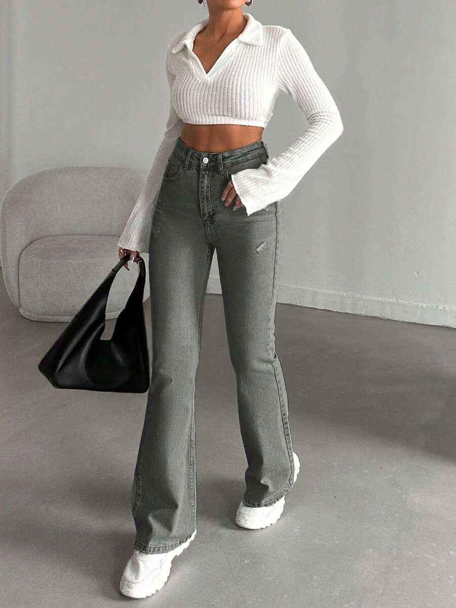 SZARE SPODNIE JEANS 