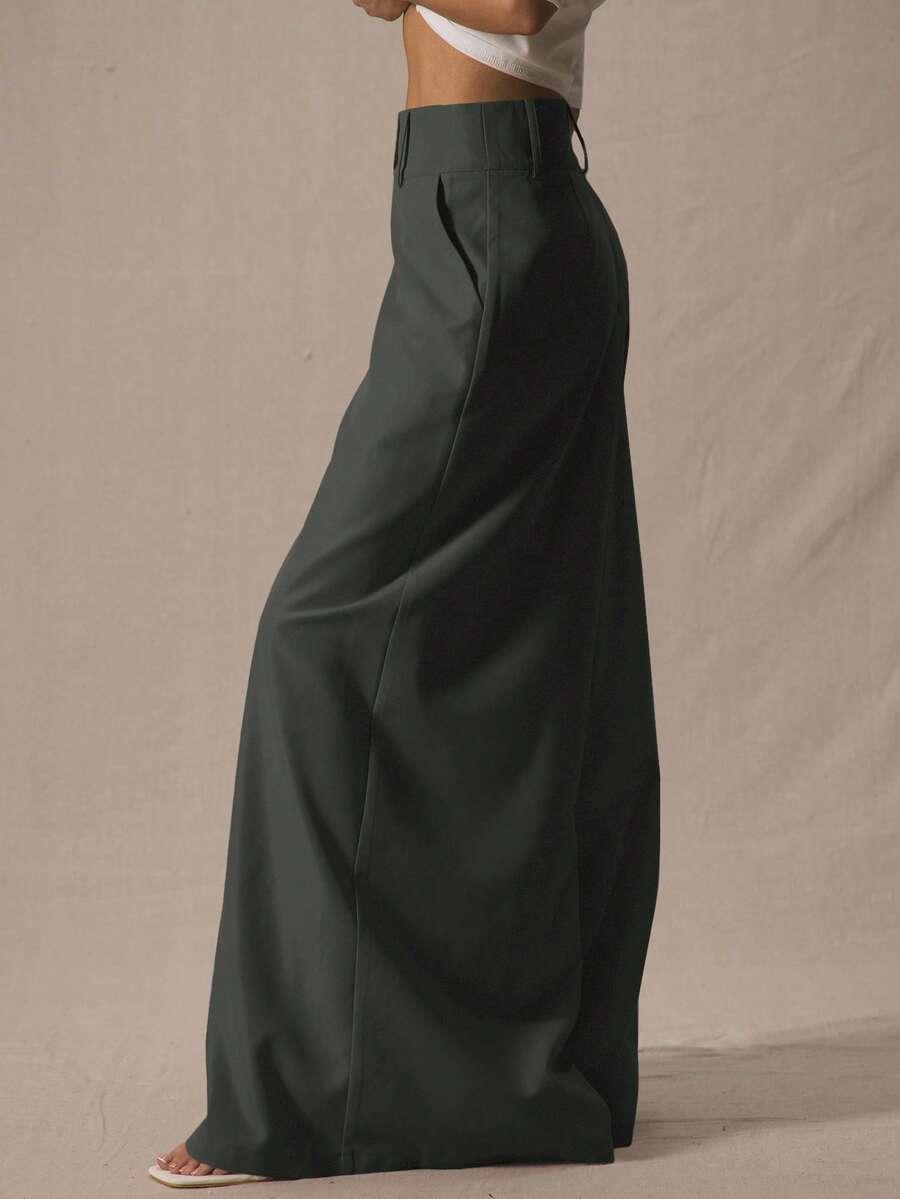 szare spodnie wide leg