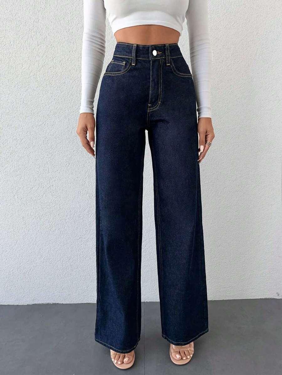 GRANATOWE SPODNIE JEANS 