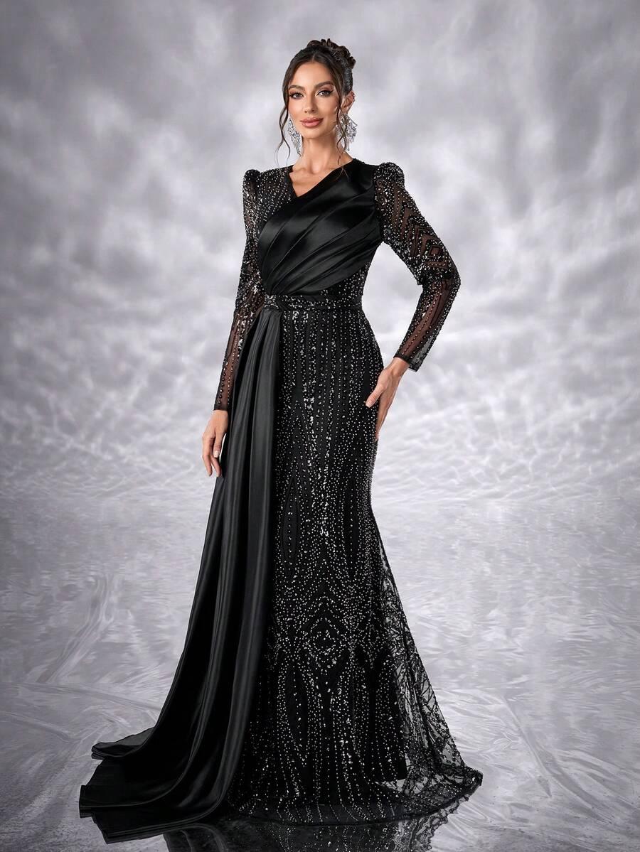 czarna sukienka maxi
