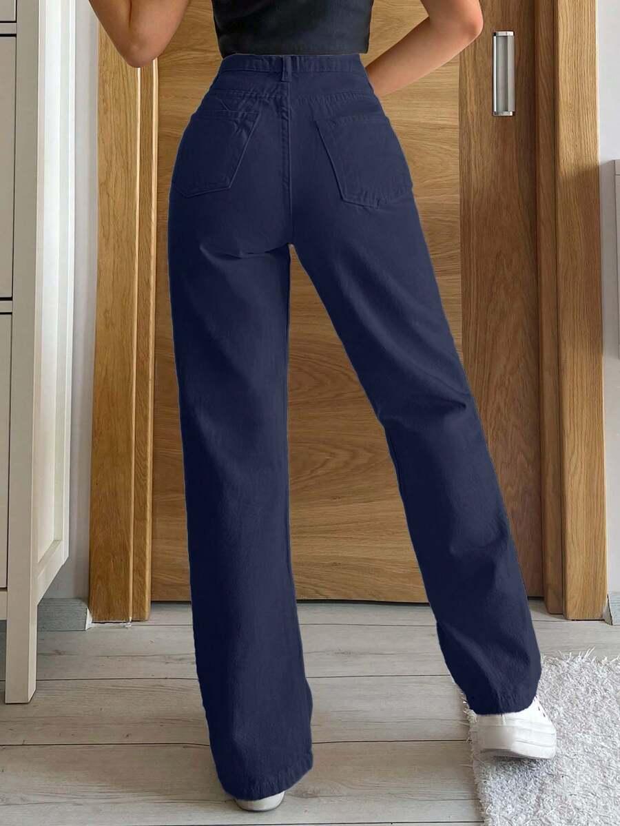 GRANATOWE SPODNIE JEANS