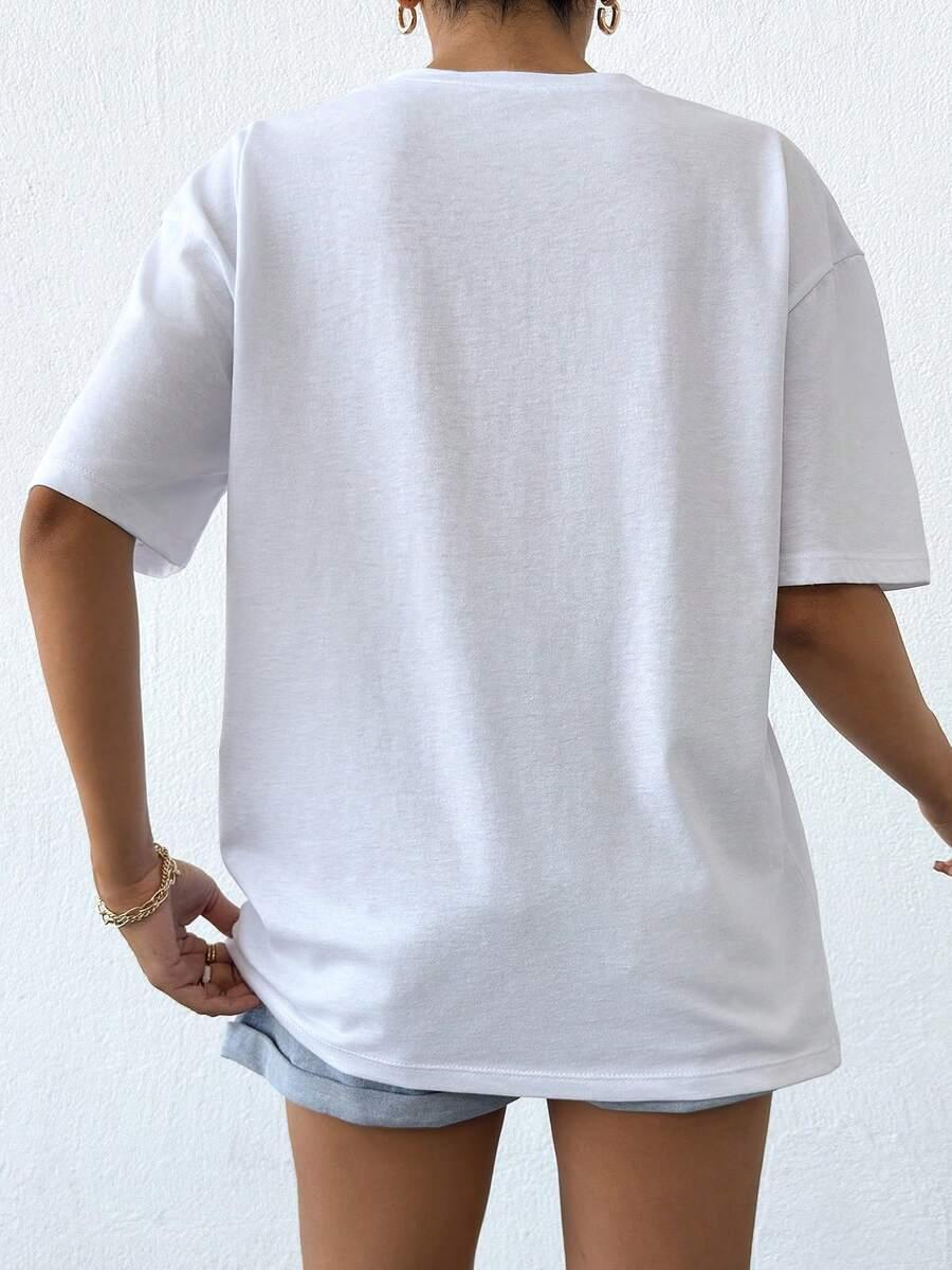 BIAŁY t-shirt okrągły dekolt