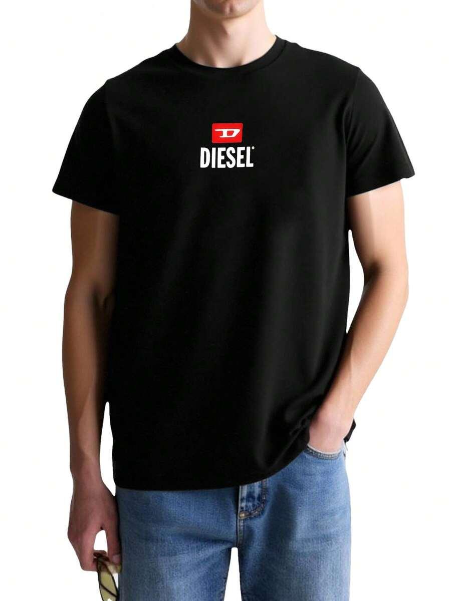 CZARNY T-SHIRT okrągły dekolt 