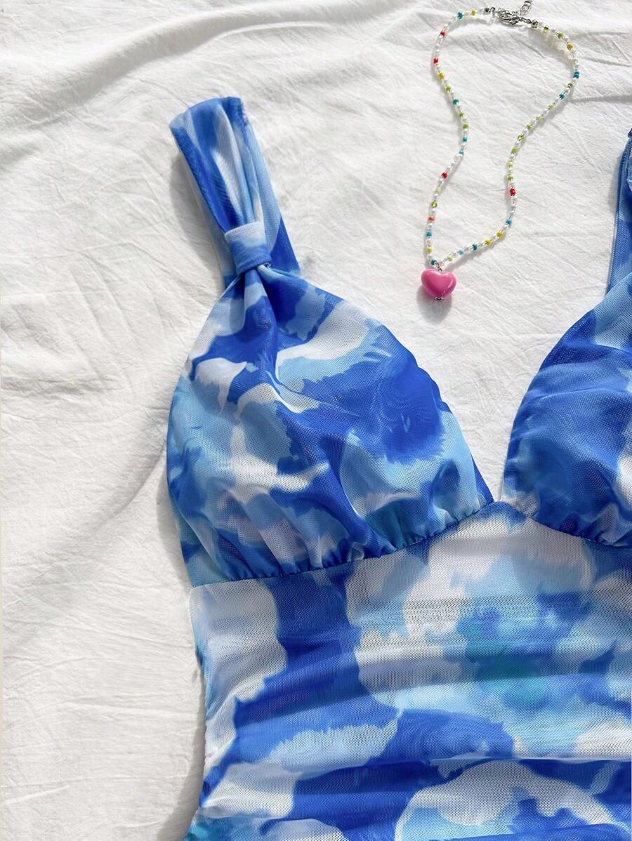 NIEBIESKI TOP PRINT