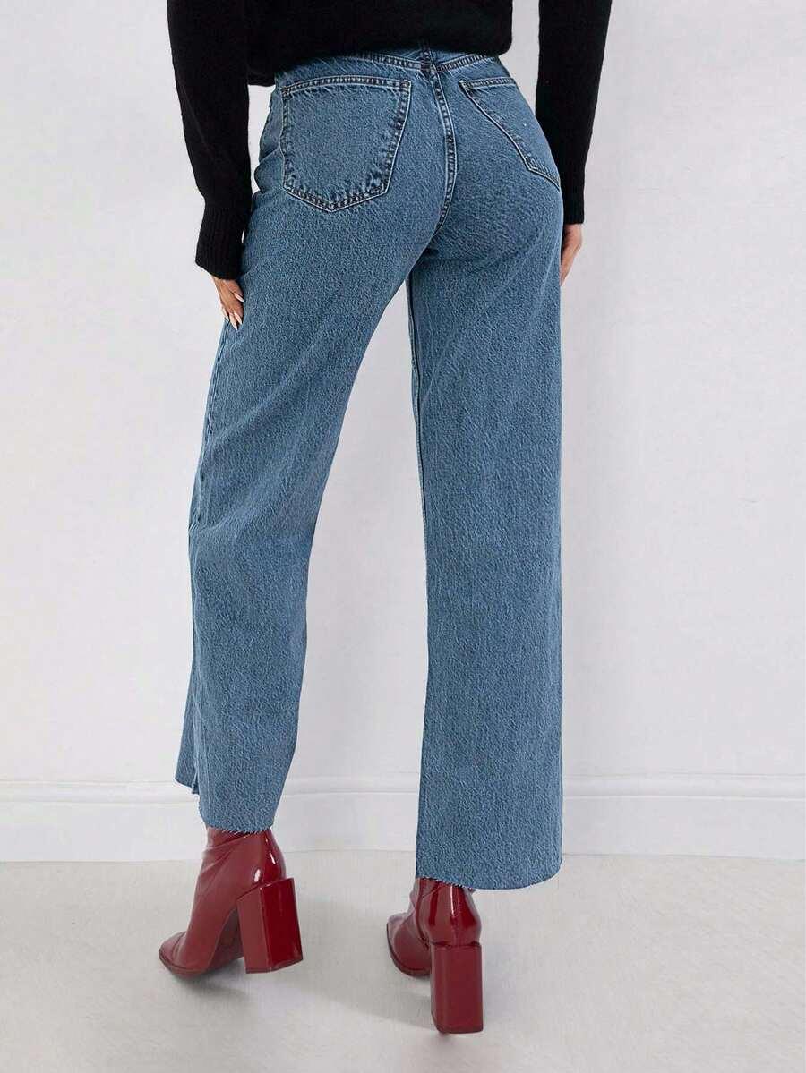spodnie jeans wysoki stan 