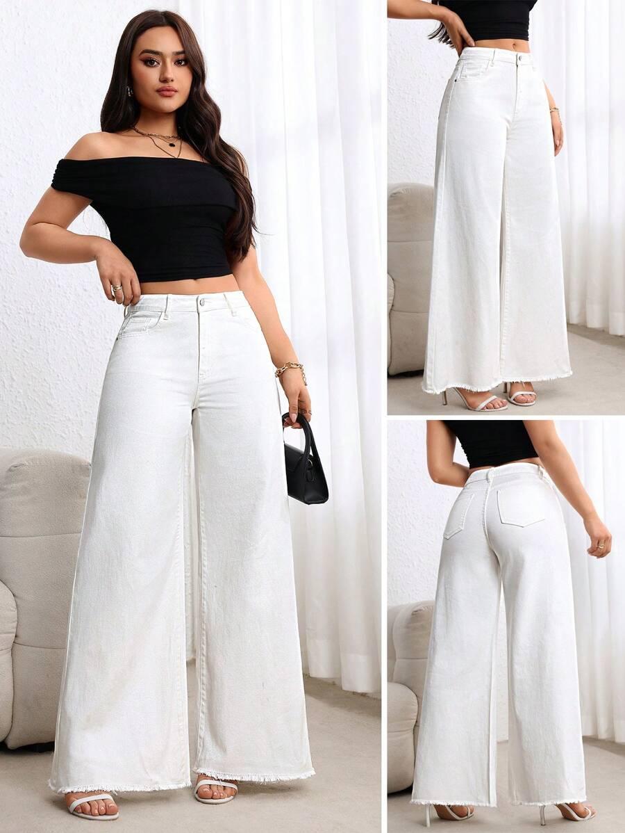 BIAŁE SPODNIE JEANS