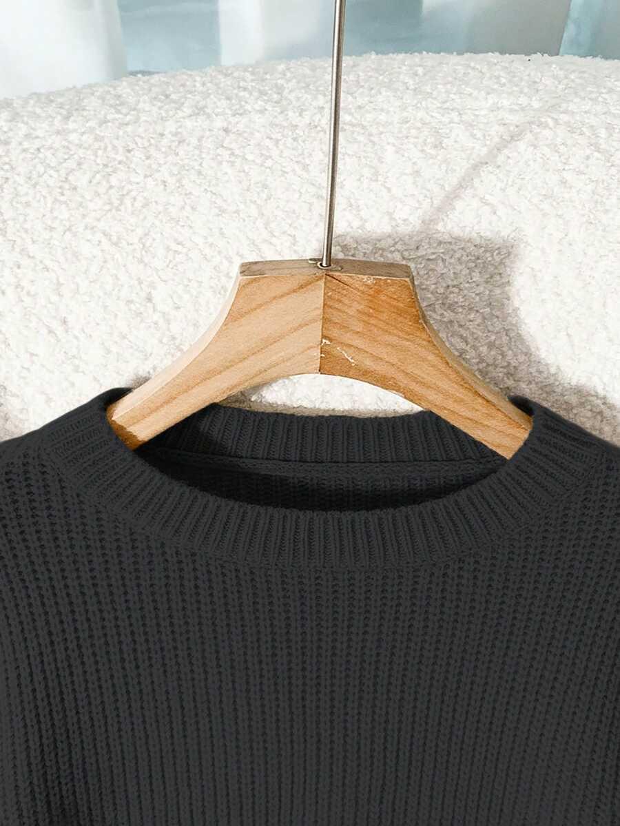 SZARY DZIANINOWY SWETER 