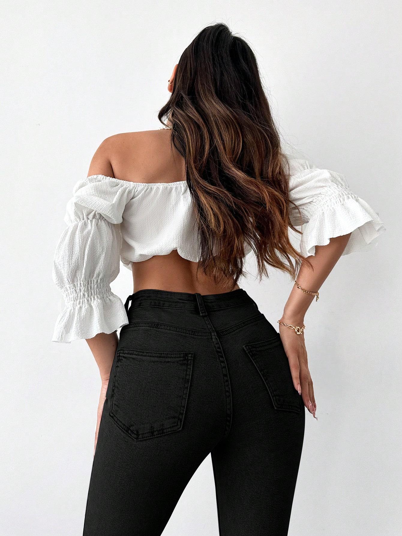 CZARNE SPODNIE JEANS WYSOKI STAN