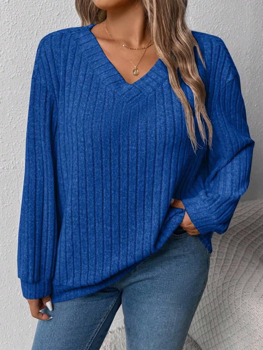 niebieska bluzka v neck