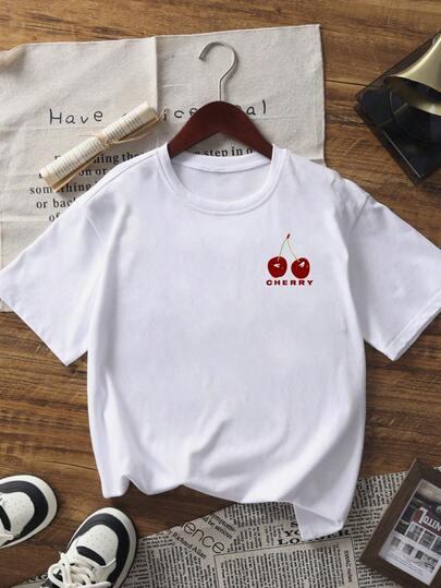 biały t-shirt nadruk 