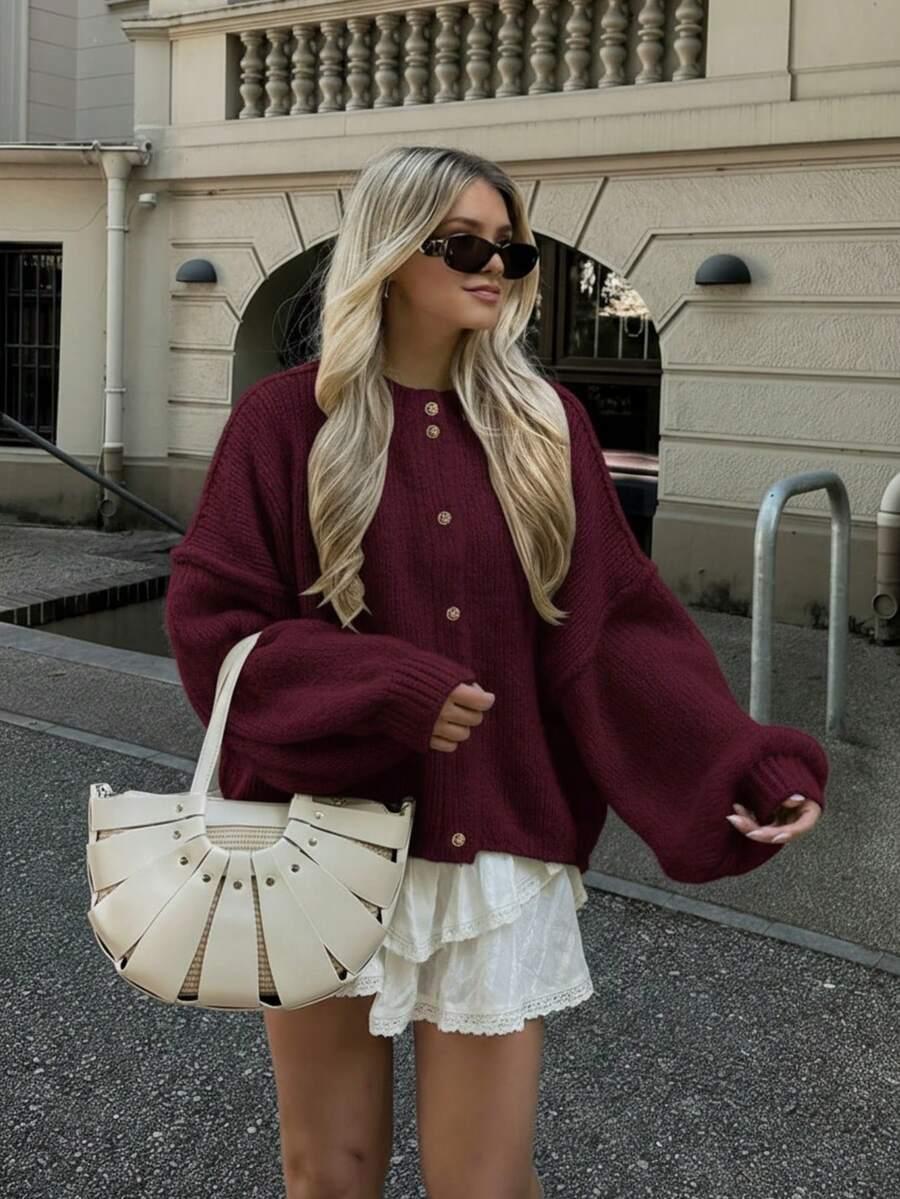SWETER DŁUGI RĘKAW GUZIKI