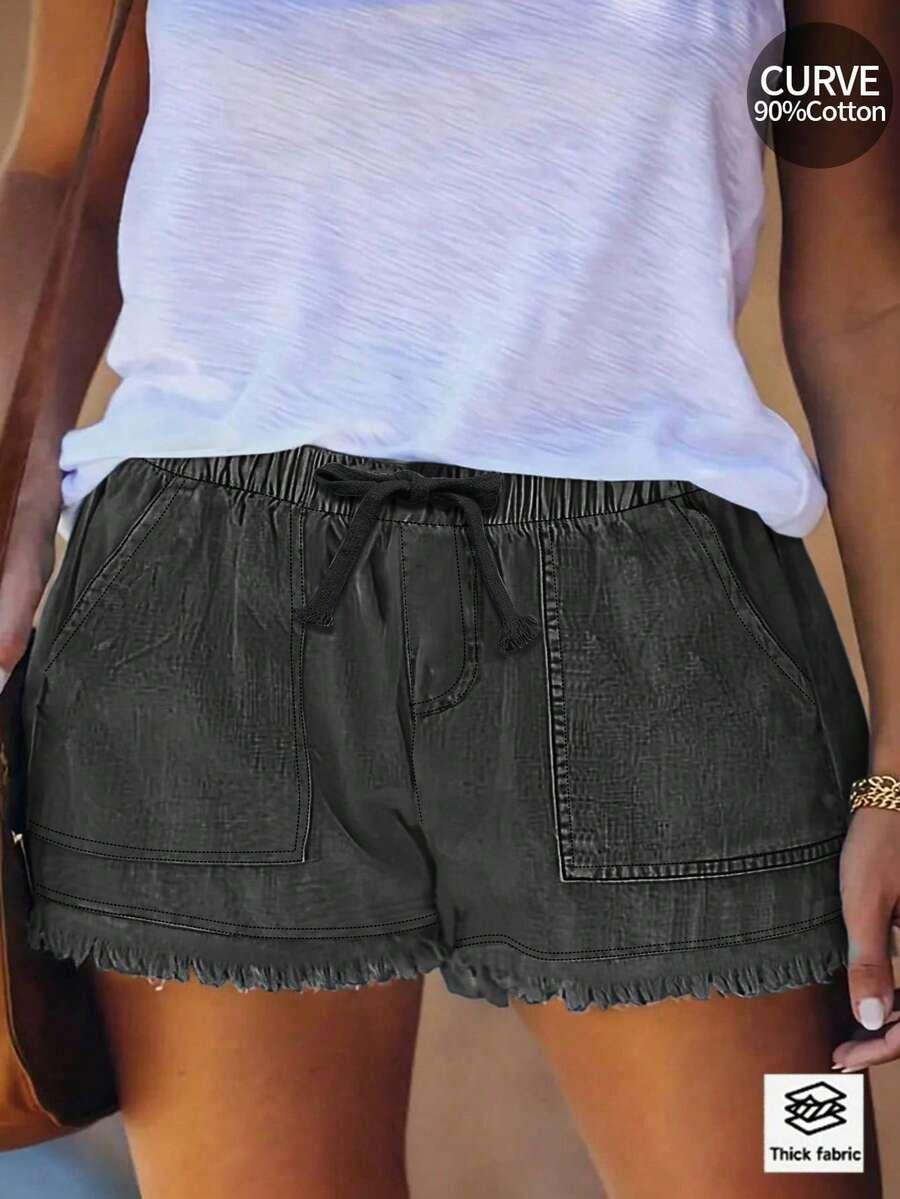 SZARE SPODENKI JEANS 