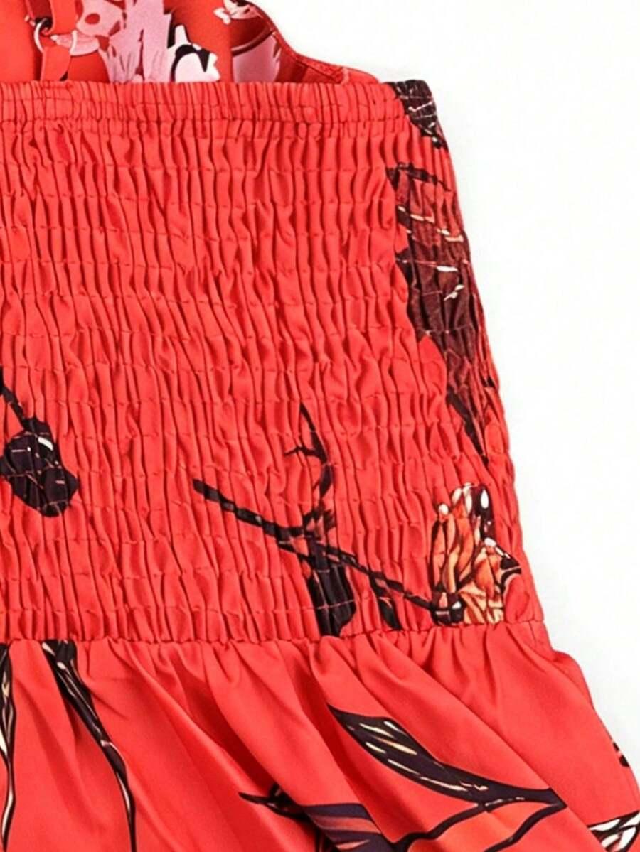 czerwona maxi sukienka print