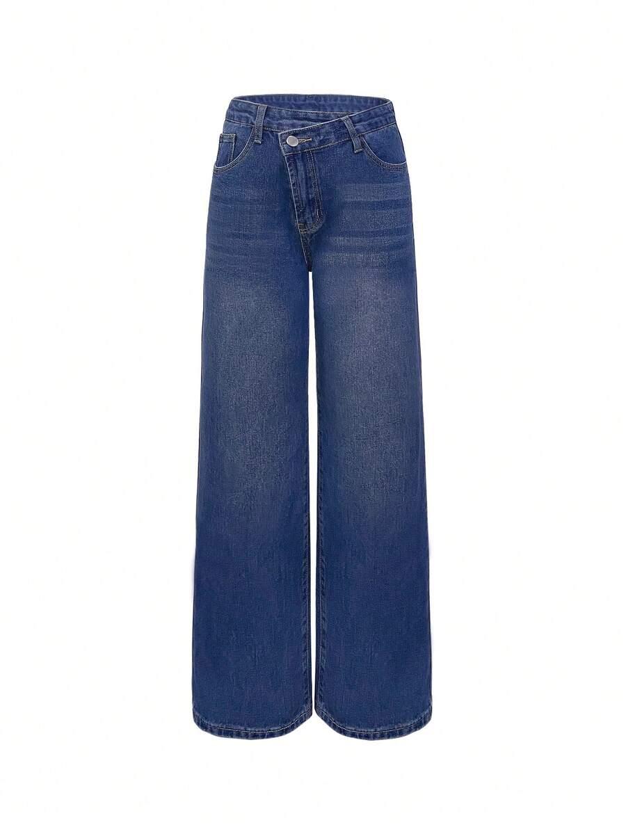 NIEBIESKIE SPODNIE JEANS asymetria