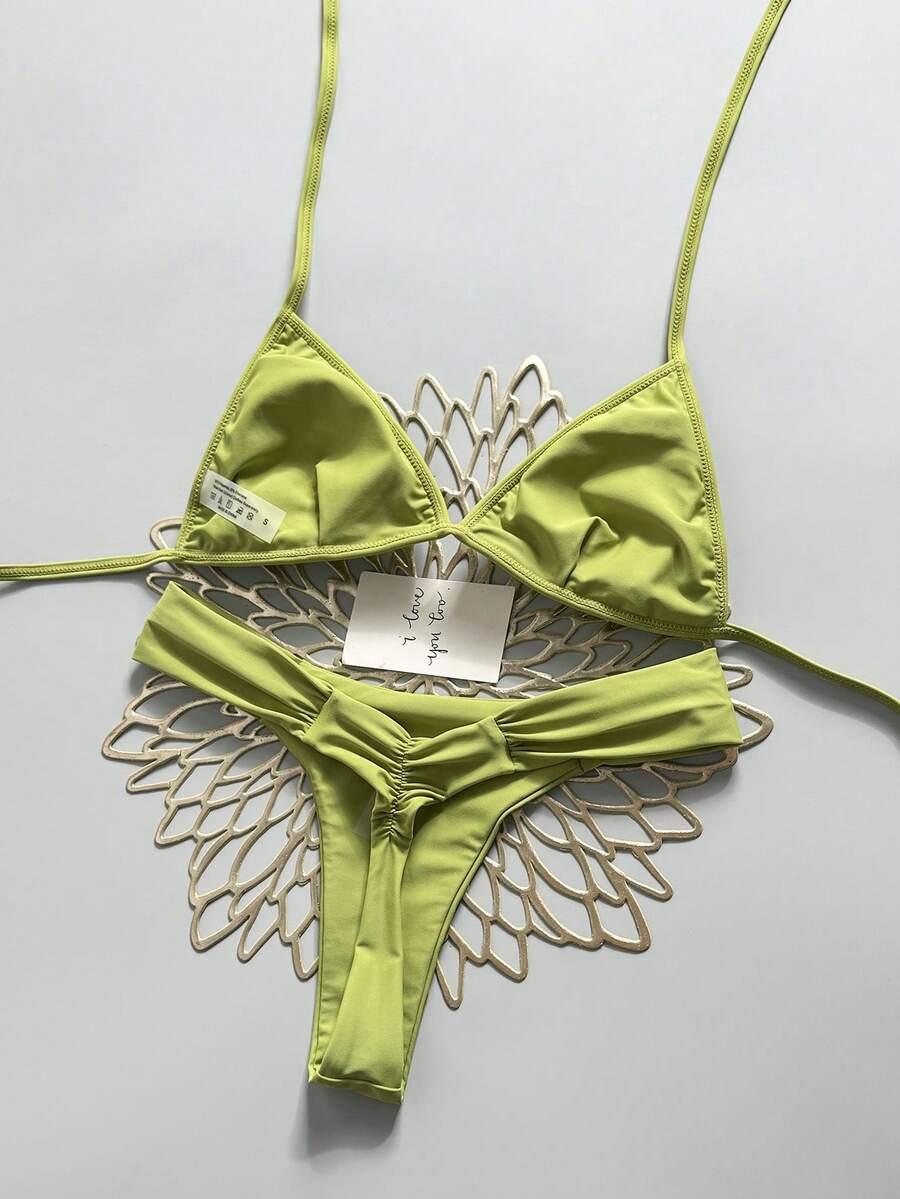 ZIELONY KOMPLET BIKINI CEKINY