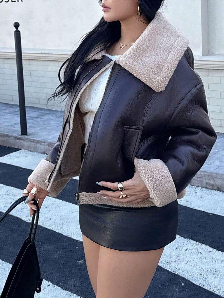 brązowa kurtka zamek
