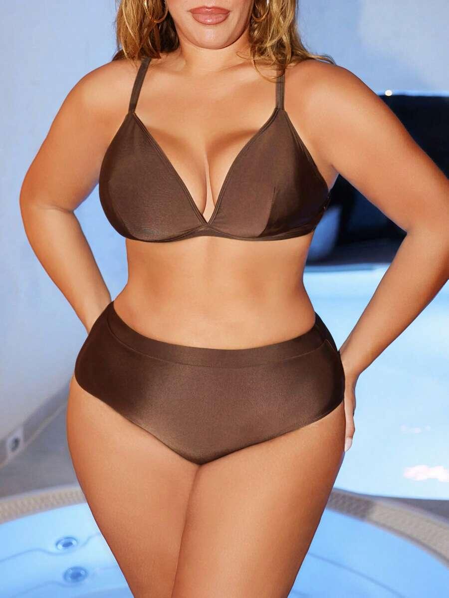 brązowy komplet bikini