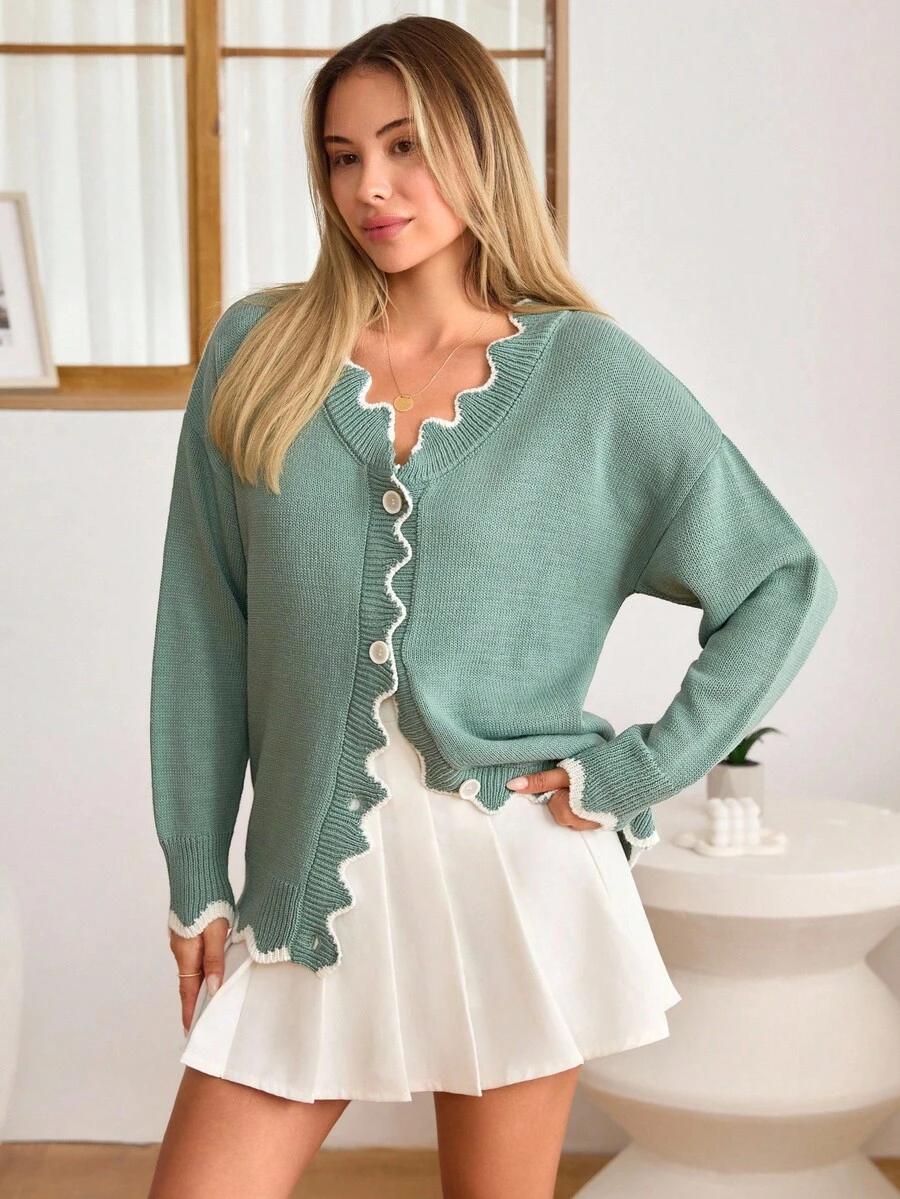 SWETER ROZPINANY kontrast 