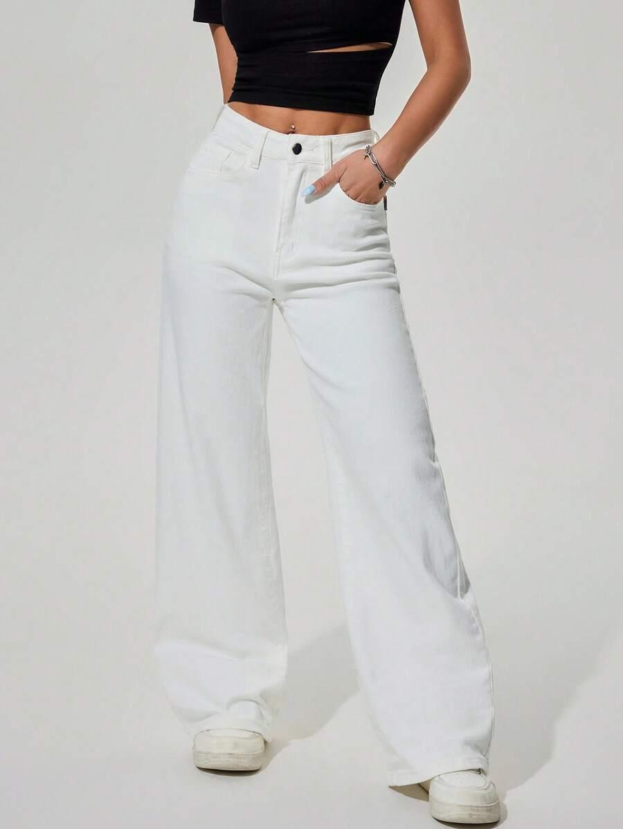 BIAŁE SPODNIE JEANS