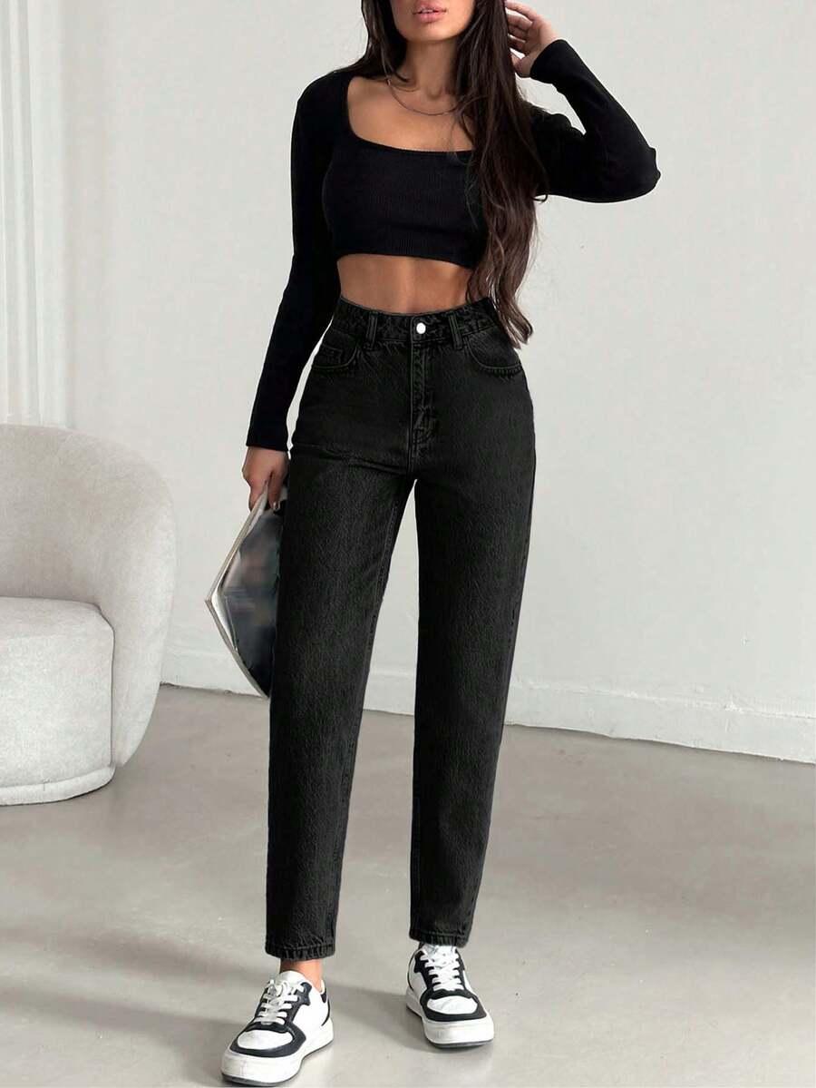 spodnie mom jeans wysoki stan