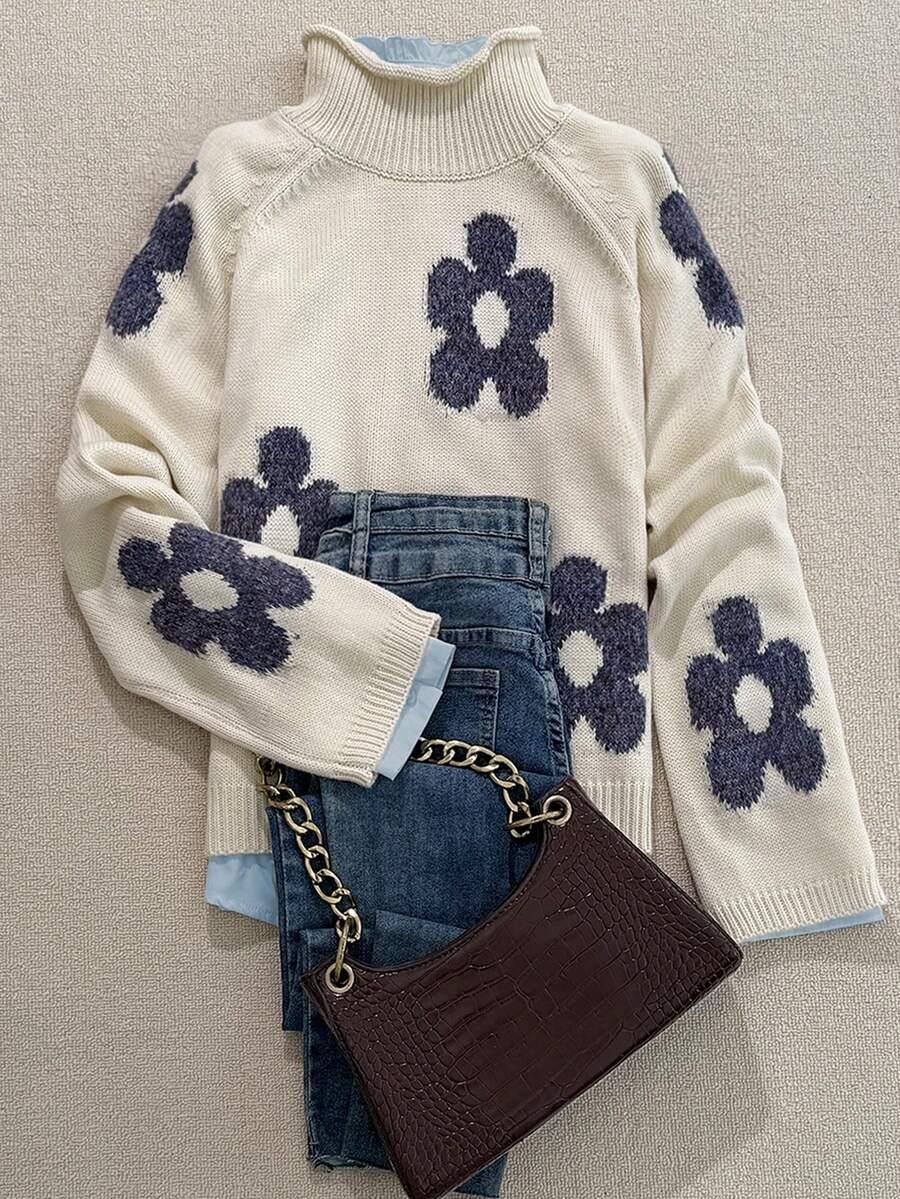 BEŻOWY SWETER PRINT 