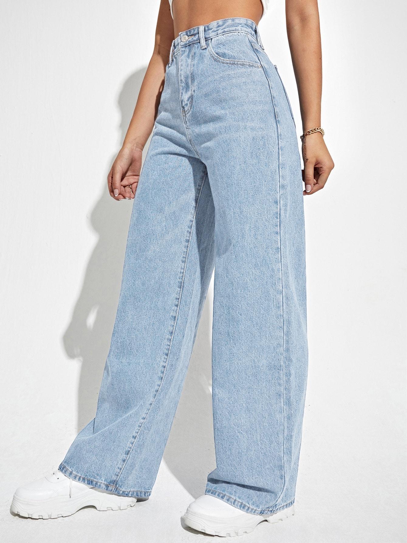 NIEBIESKIE SPODNIE JEANS wysoki stan
