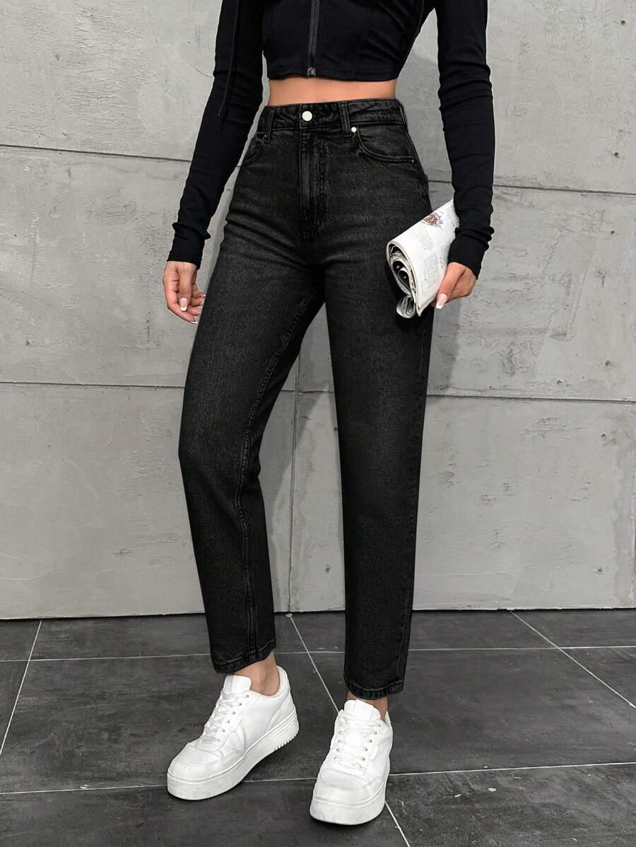 CZARNE SPODNIE JEANS 