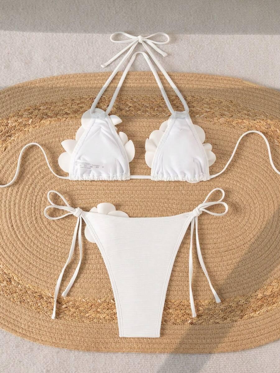 DWUCZĘŚCIOWE BIKINI DAMSKIE Z APLIKACJĄ 3D