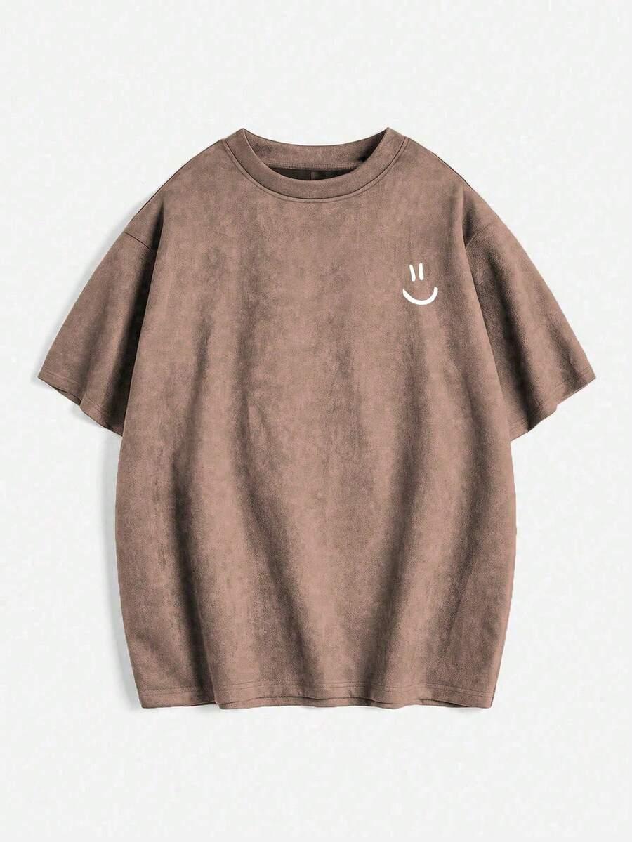 beżowy t-shirt nadruk
